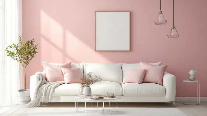 ivory and blush pink colour combination for living room