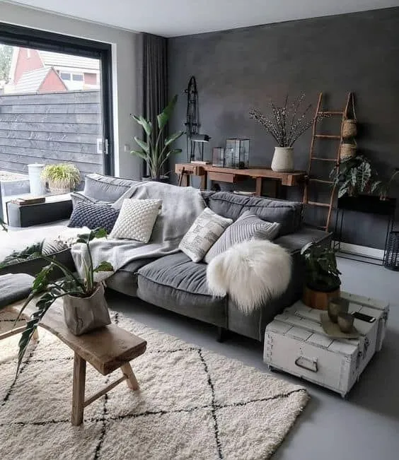 ivory and charcoal colours for living room