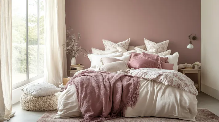 ivory and dusty rose colour paint for bedroom