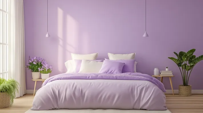 ivory and lavender colour paint for bedroom