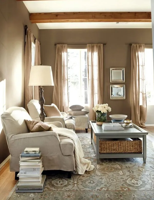 ivory and warm taupe colour combination for bedroom