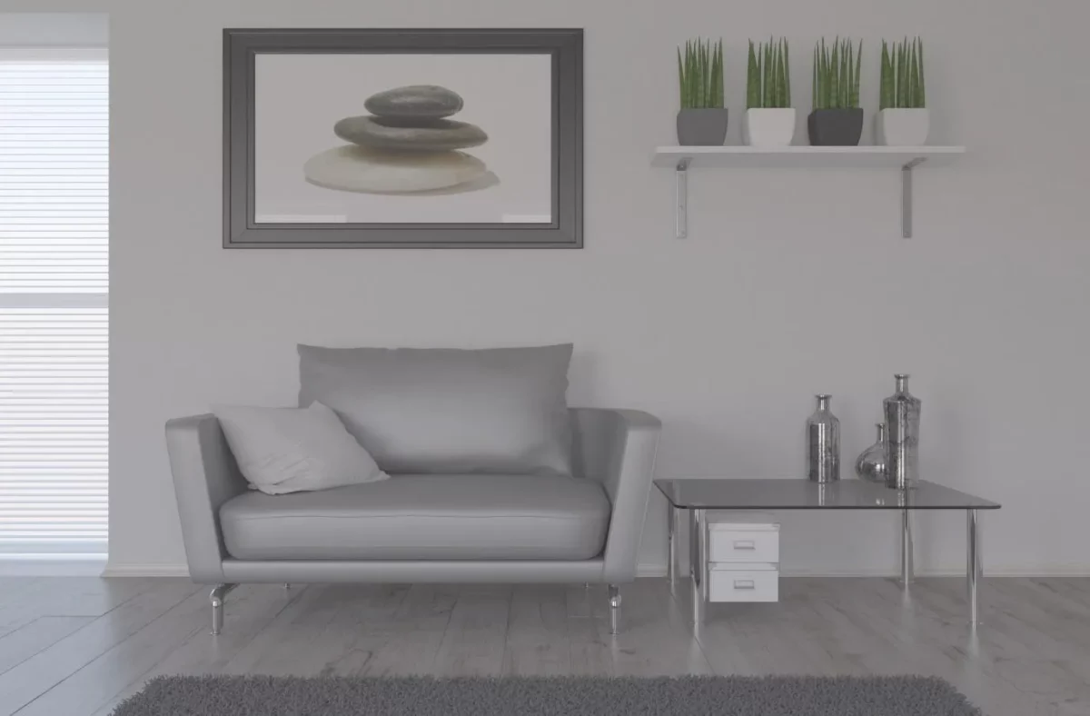 light grey and white colour combination for small drawing room