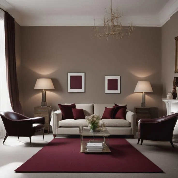 mahogany and golden colour combination for living room