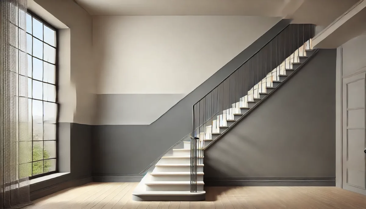 monochromatic grey staircase wall colour painting ideas