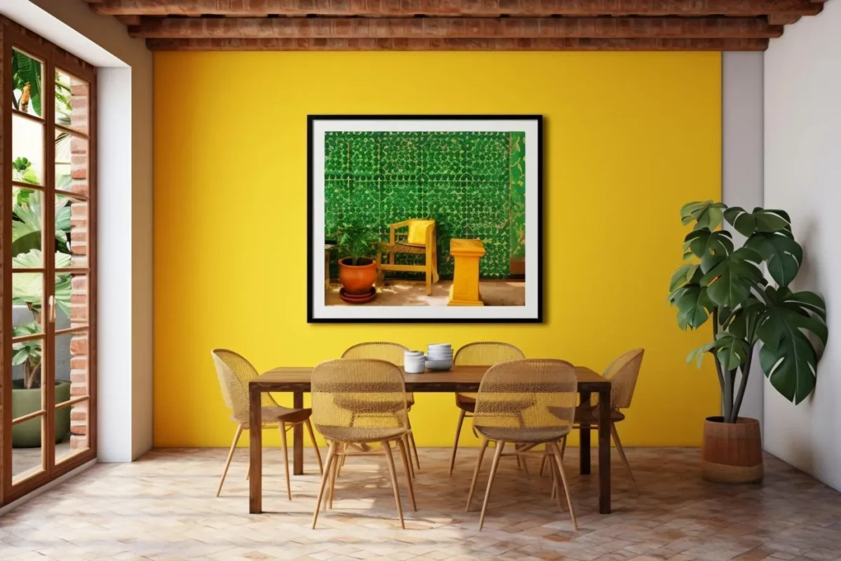 mustard yellow colour idea for drawing room