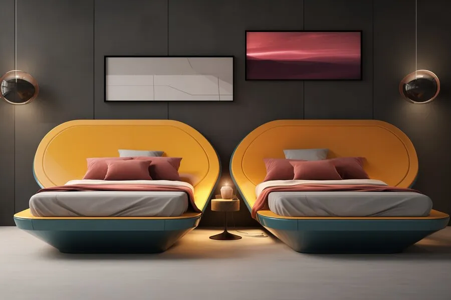 orange and charcoal combination for bedroom walls