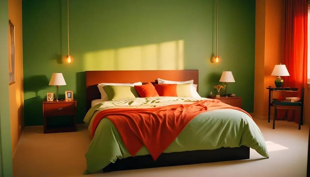 orange and green combination for bedroom walls