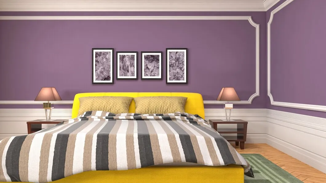 orange and lavender combination for bedroom walls