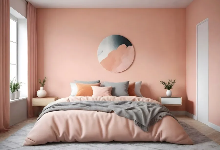 orange and peach combination for bedroom walls