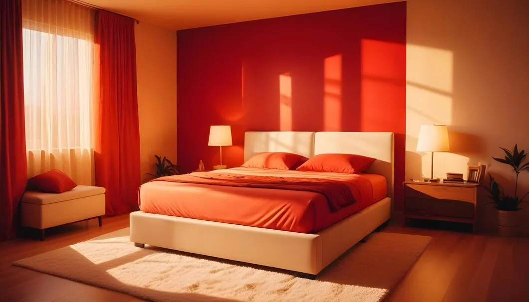 orange and red combination for bedroom walls