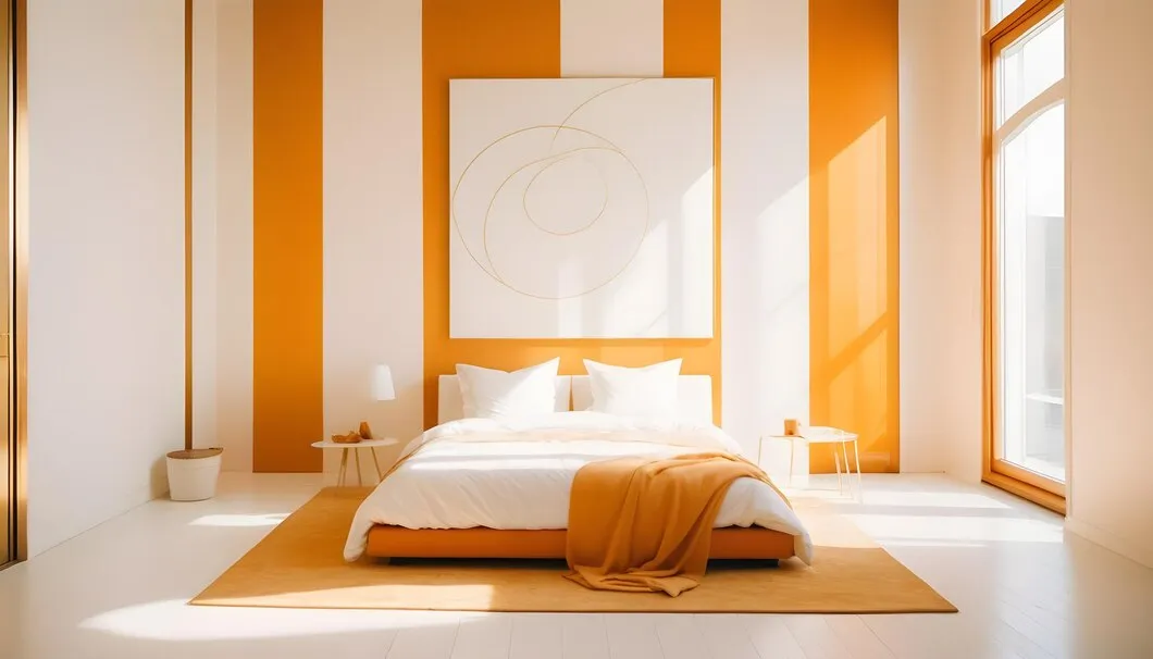 orange and white combination for bedroom walls