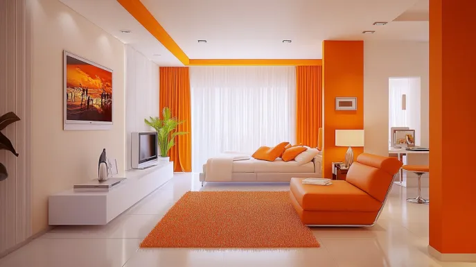 orange and white hall colour combination