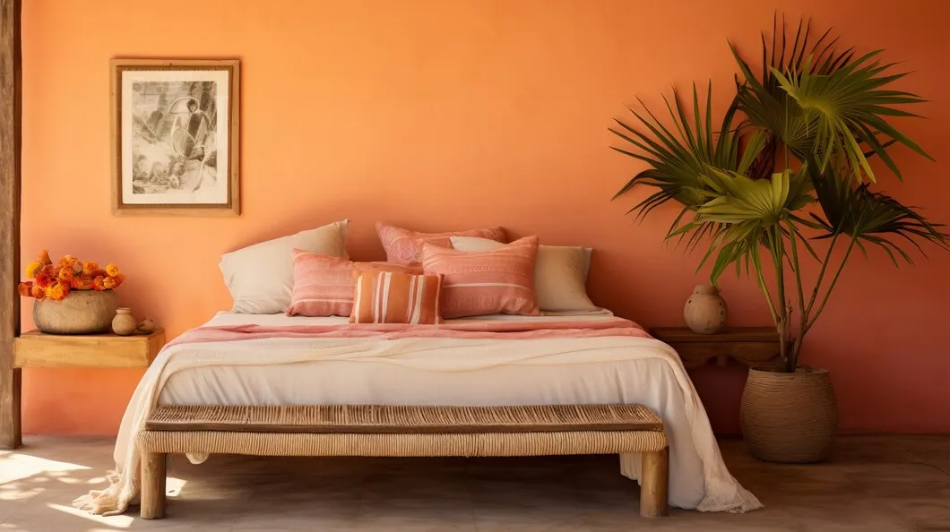 peach and cream colour combination for bedroom walls