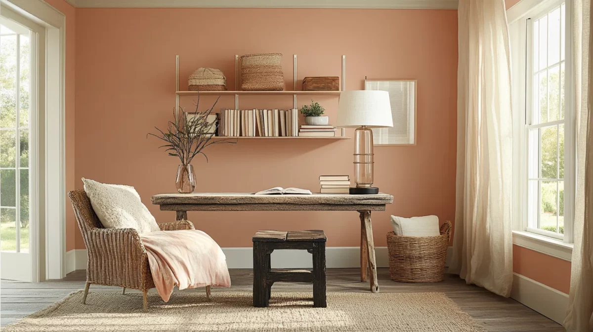 peach and cream study room colour combination