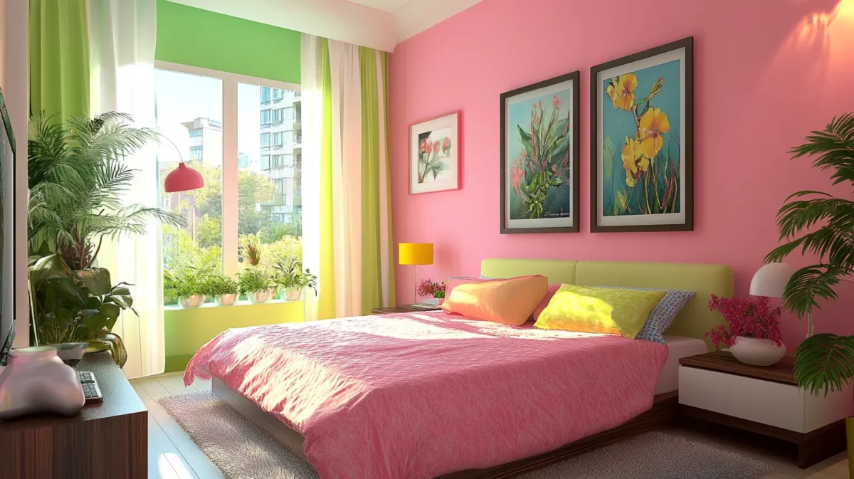 pink and green bedroom colour schemes