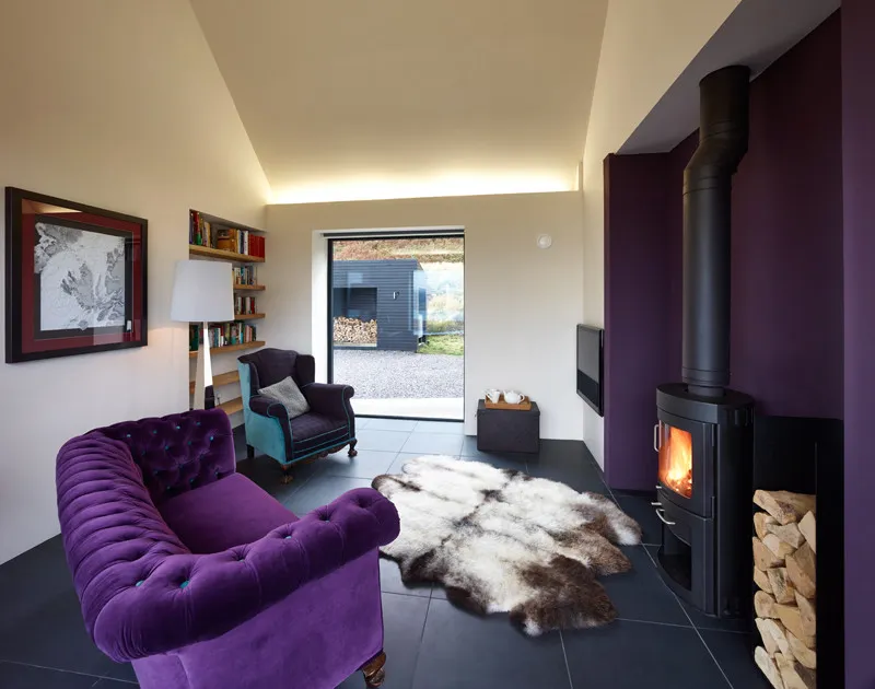 purple and black colour combination for sitting room