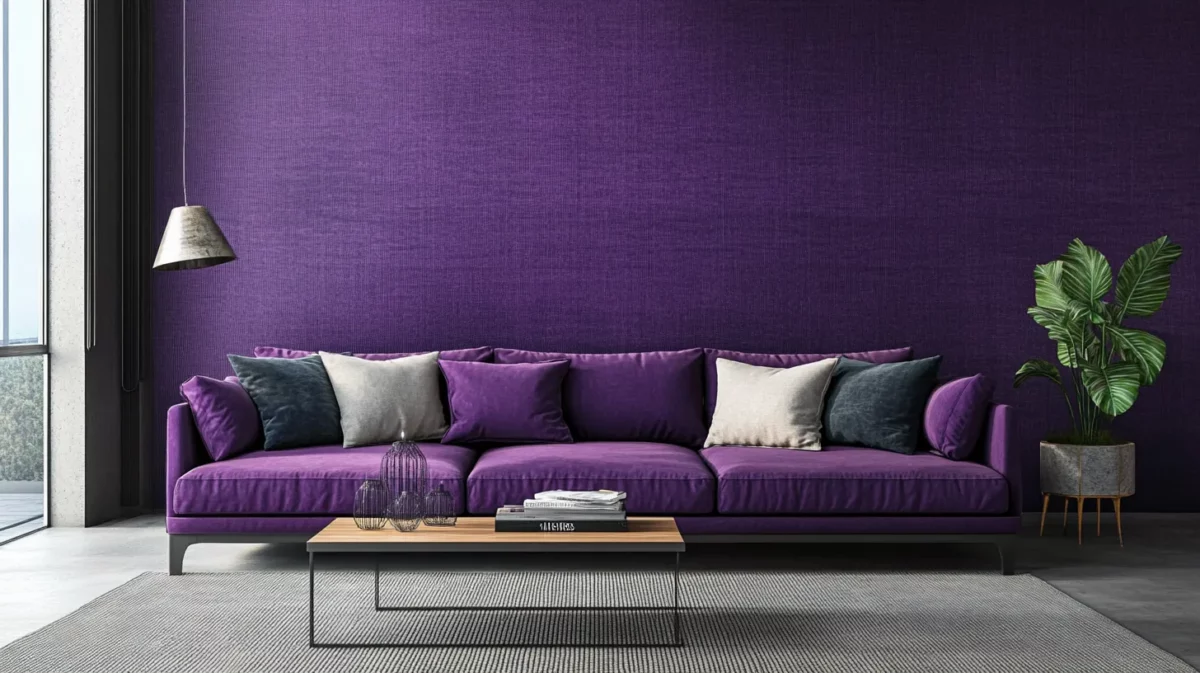 purple and gunmetal hall colour combination