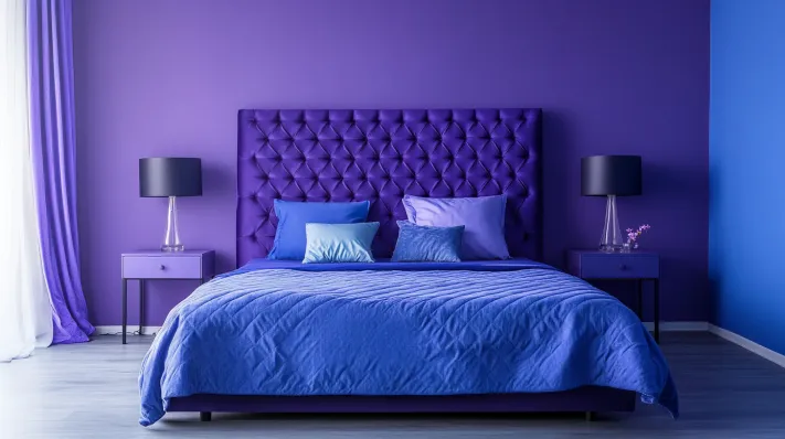 purple blue bedroom wall colour combination