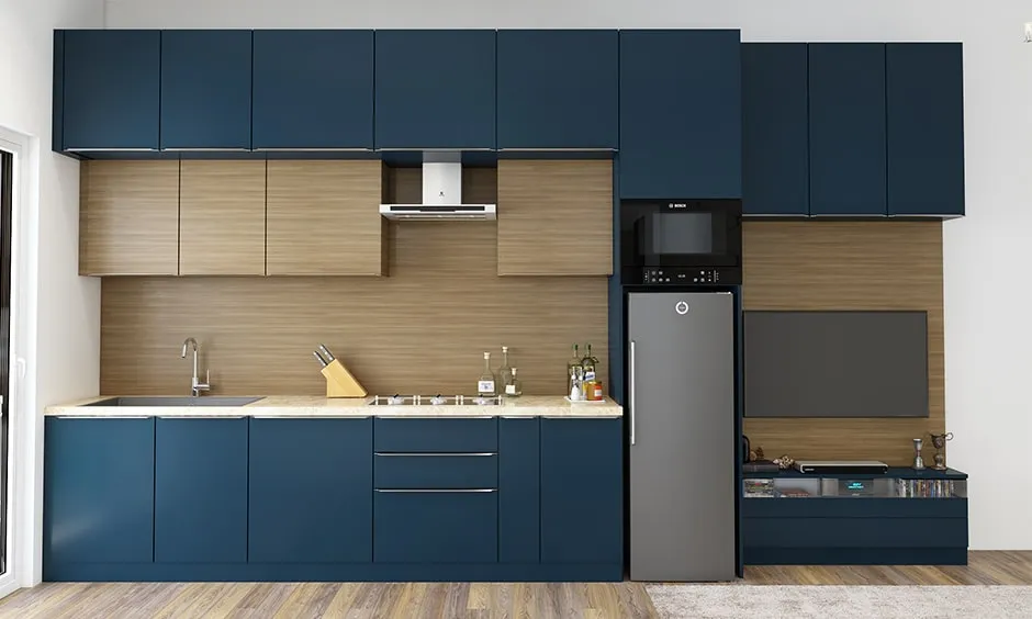 royal blue and bronze colour combination for kitchen