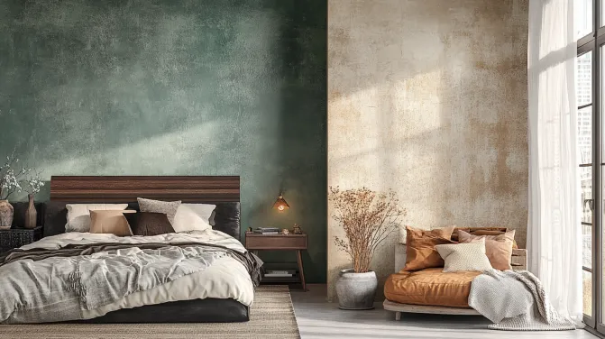 rustic room colour options for a newly married couples room