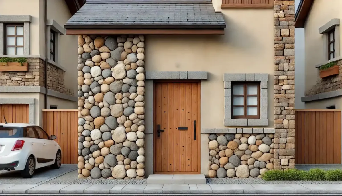 rustic stone front design for small house