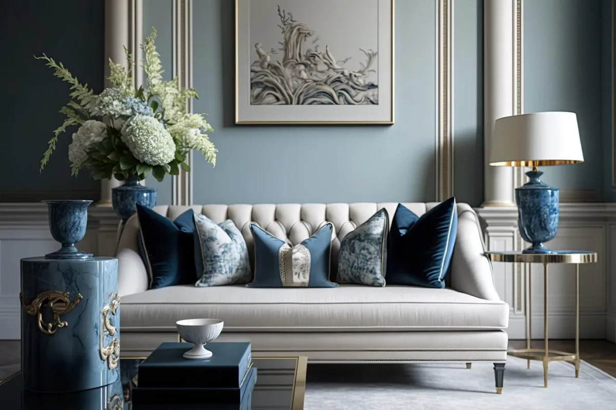 smoky blue colour for drawing room