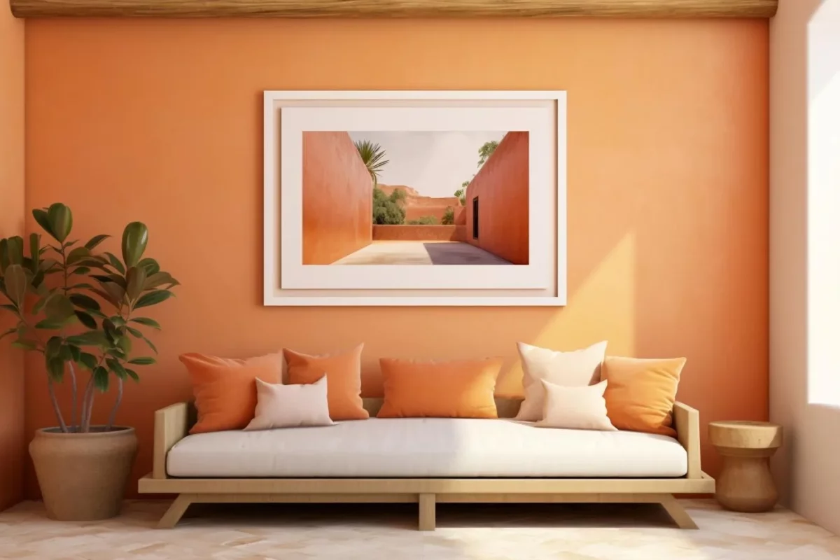 soft peach colour idea for drawing room