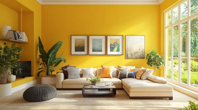 summer yellow royale shine living room colour combination