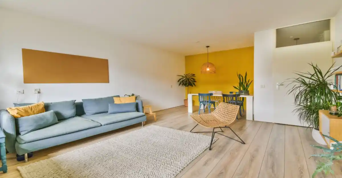 sunshine yellow and white colour combination for living room