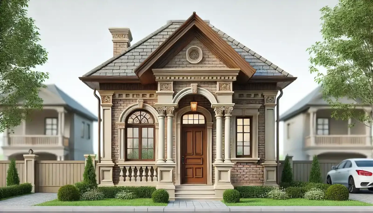 traditional style front elevation design of small house