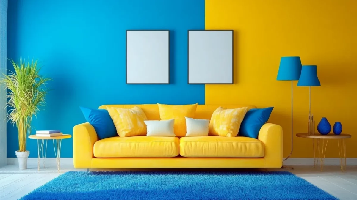 yellow and blue hall colour combination