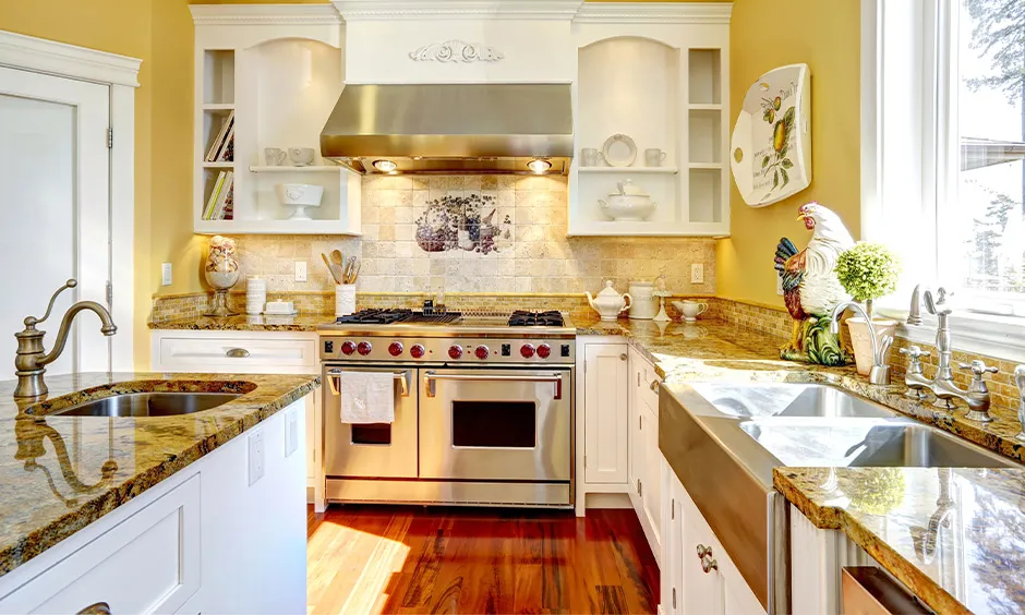 yellow and white colour combination for kitchen