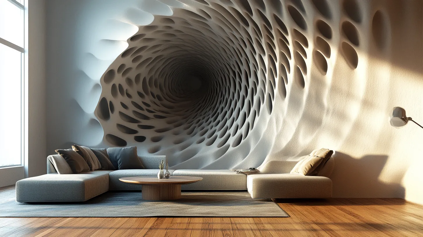 3d concave circle wall putty design