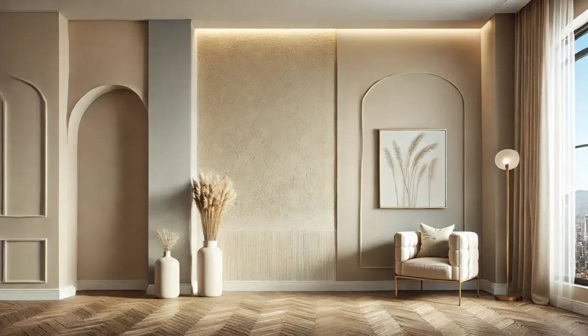 beige and off white modern wall putty texture design