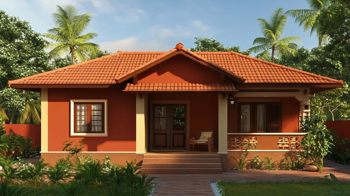 beige with terracotta red indian house color combinations