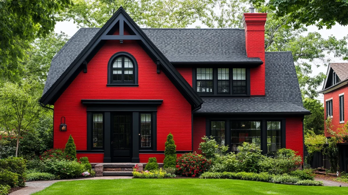 black and crimson red colour for exterior wall