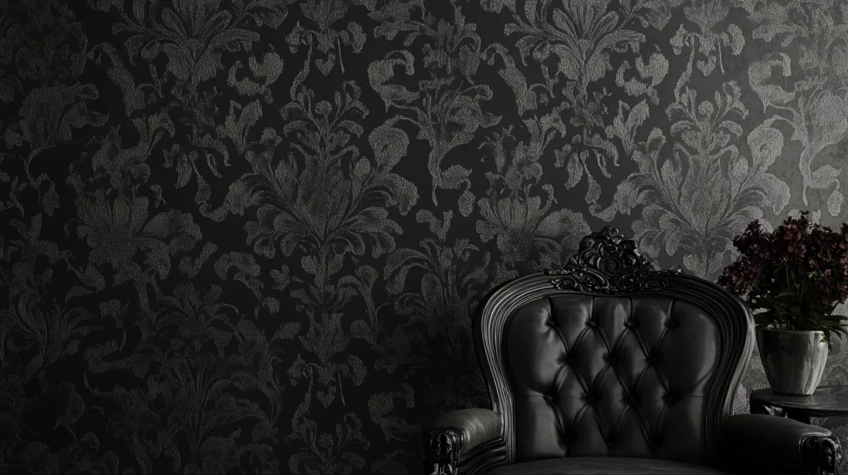 black and grey patterned style wallpaper for living room