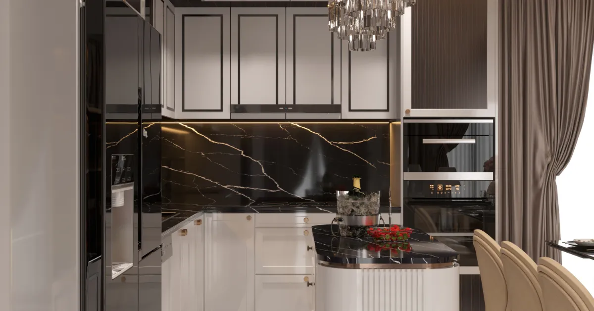 black and white contrast kitchen color for a bold, simple look
