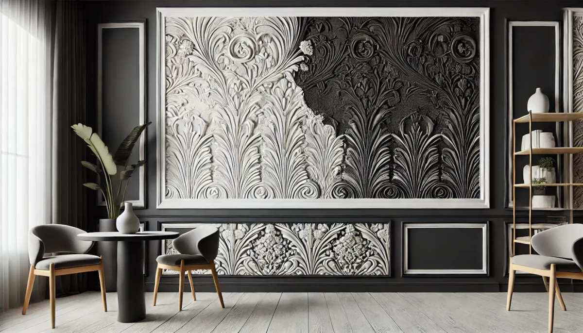 black and white modern wall putty texture design