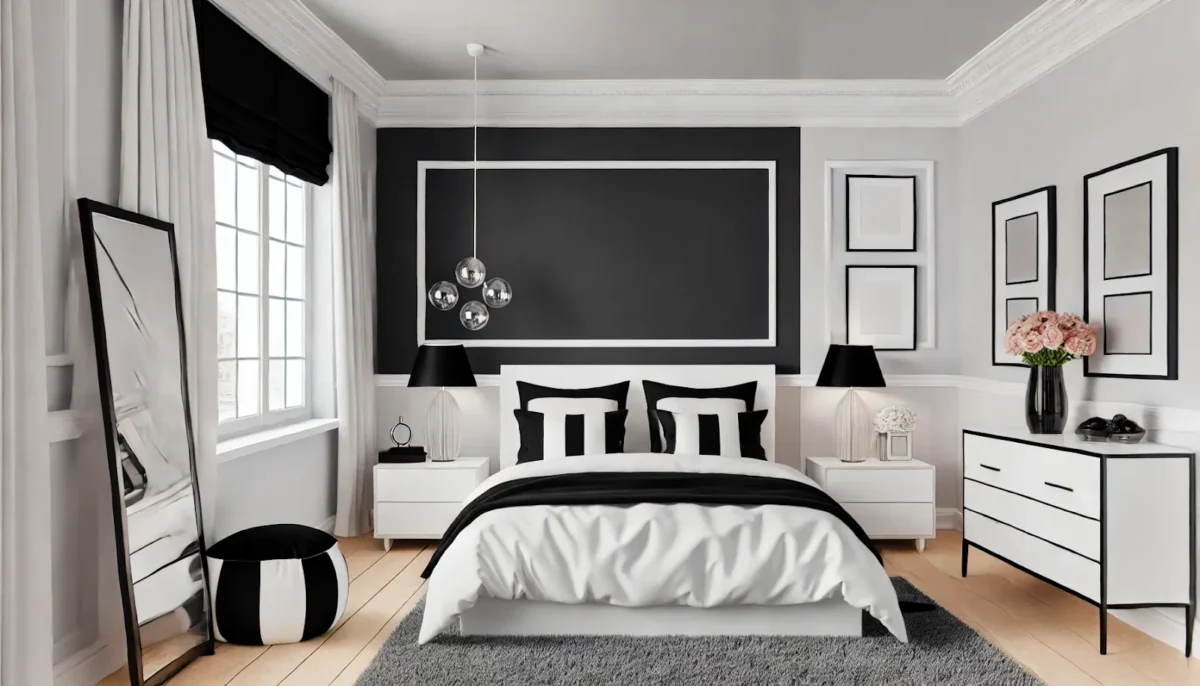 black and white two color combination for bedroom walls