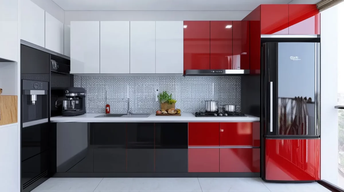 black white and red kitchen cupboard colour combinations