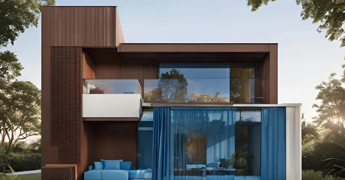 blue and brown colour combination for outside house