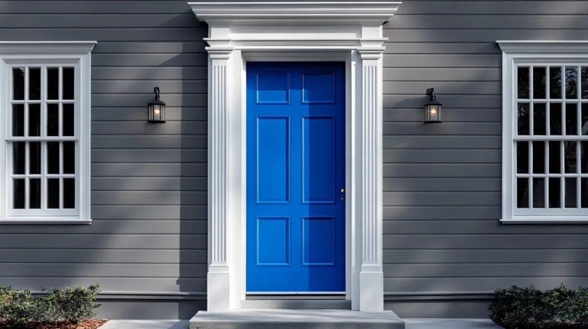 blue and gray simple house colour design outside