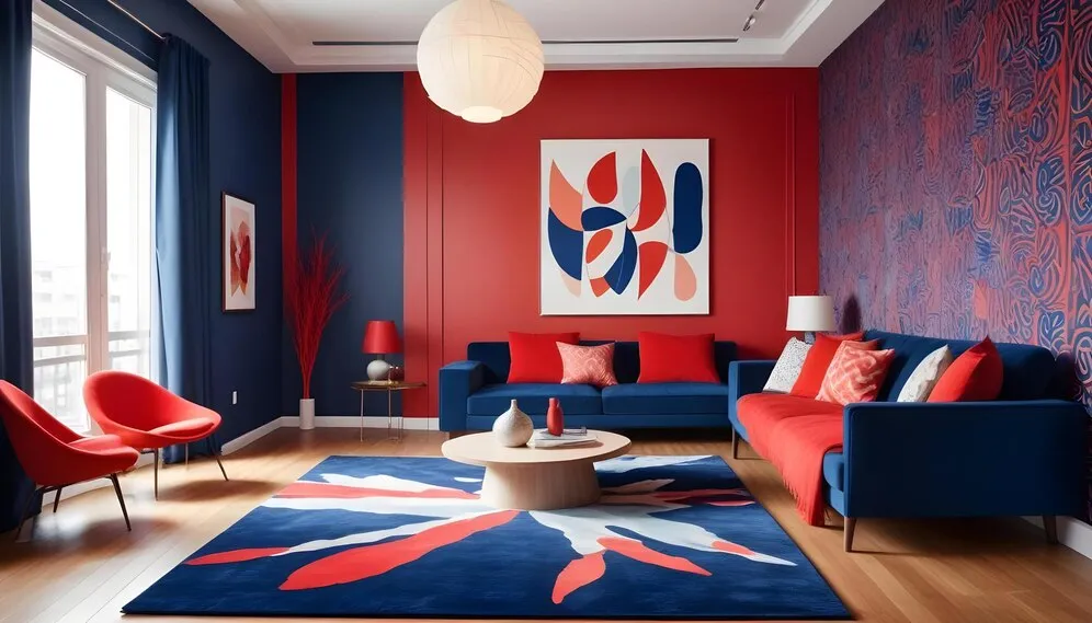 blue and red asian paints two colour combination for living room