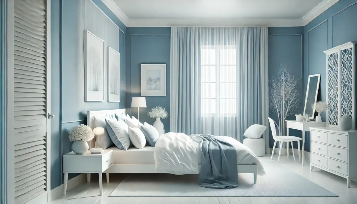 blue and white two color combination for bedroom walls