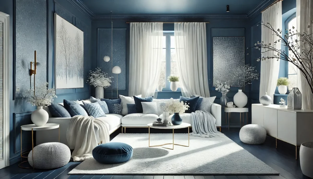 blue with white texture colour for living room