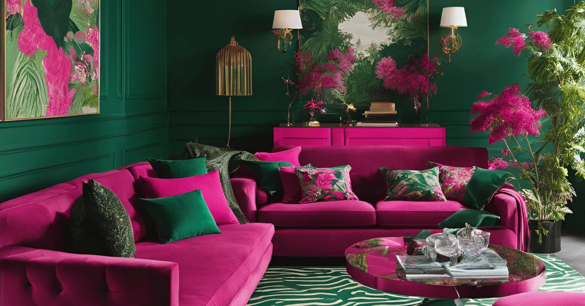 bold and beautiful pink and green color combination for home