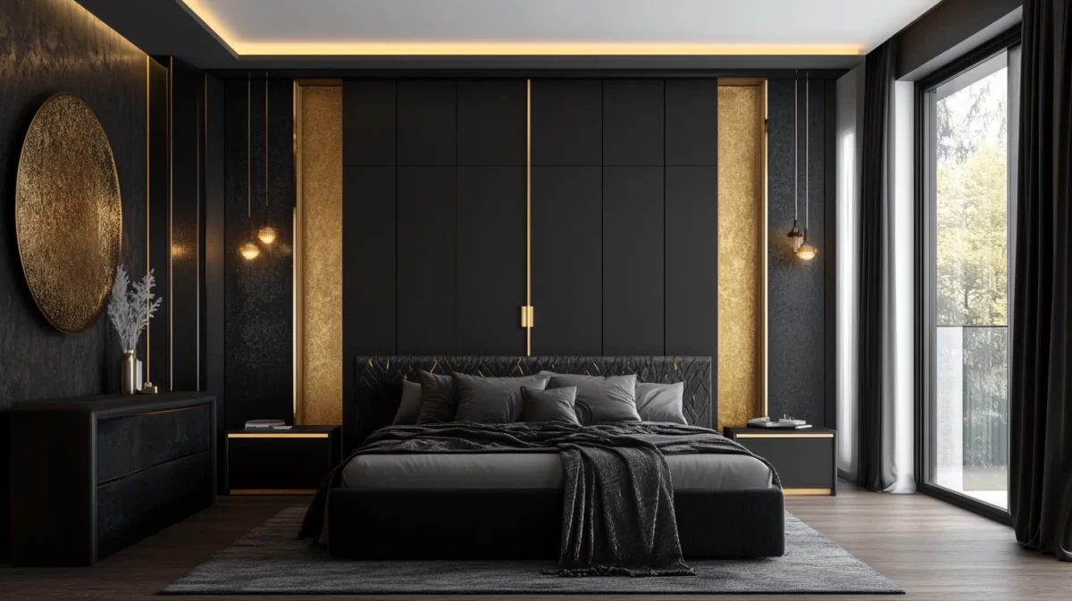 bold black and gold laminate colour combinations for wardrobe