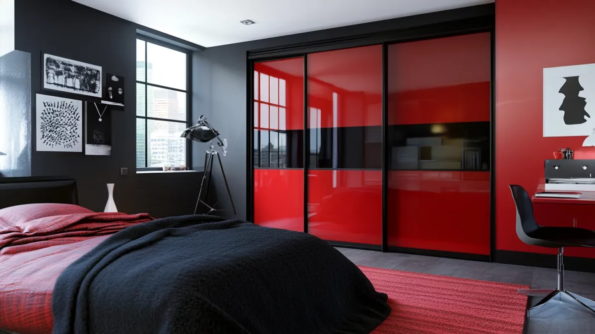 bold red and black wardrobe laminate combinations