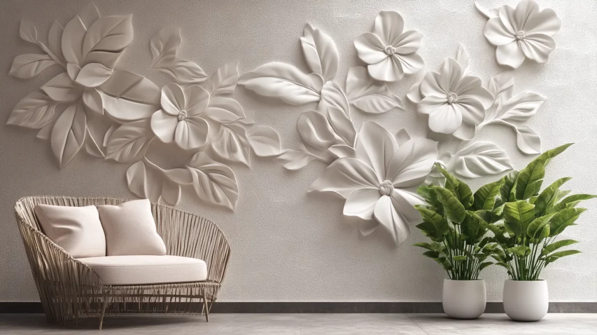 botanical reliefs wallpaper for house wall